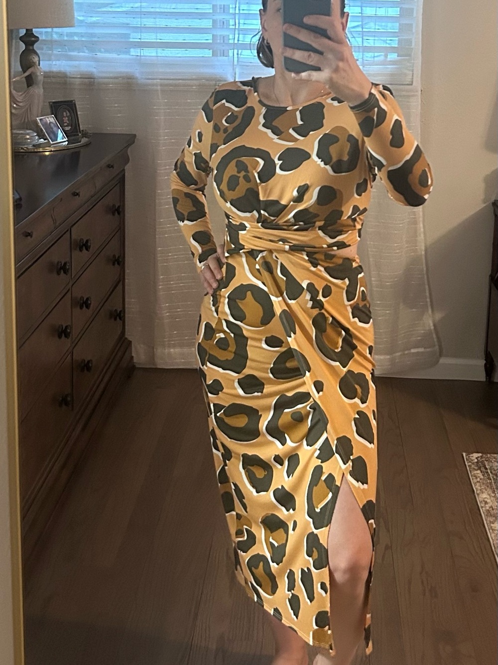 ASOS Multicolor Abstract Animal Print dress-in Mustard, Olive & Gray